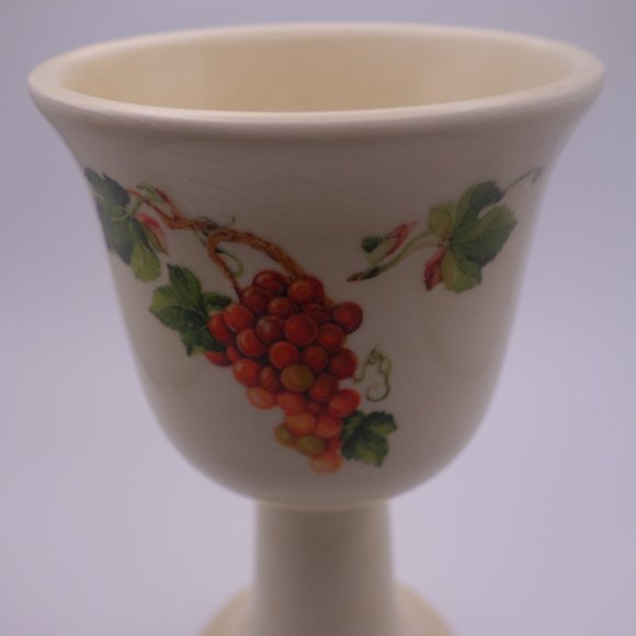 Vintage Teleflora 1984 Made in Portugal Ceramic Grape Vine Pattern Wine Glass - Picture 5 of 9
